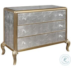 P301016 Champagne Silver And Gold 3 Drawer Accent Chest