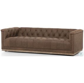 Maxx Umber Grey Leather 95" Sofa