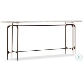 Skinny Copper And White Marble Metal Console Table
