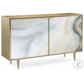 Extrav Agate Brushed Gold And White 2 Door Cabinet