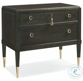 Good Evening Charcoal anigre And Gold Ferrules 2 Drawer Nightstand