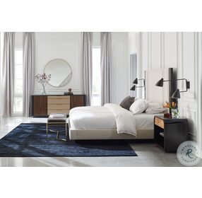 Decent Proposal Dark Chocolate And Light Toned Upholstered Panel Bedroom Set