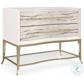 Natures Rhythm Snowcap Organic Pearly White And Majestic Gold 34" Nightstand