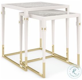 Better Together Pearly White And Majestic Gold End Table Set of 2