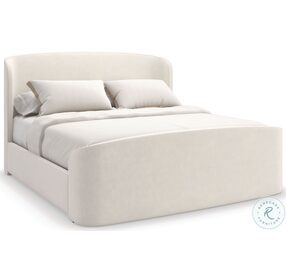 Soft Embrace Ivory Upholstered King Panel Bed