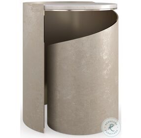Nautilus Taupe Silver Leaf And Cream Travertine Stone Spot Table