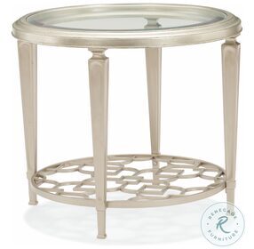 Social Circle Taupe Silver Leaf Side Table
