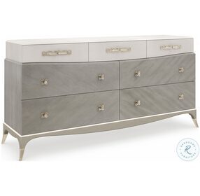Tempo Cappuccino And Sparkling Argent Faux Shagreen Dresser