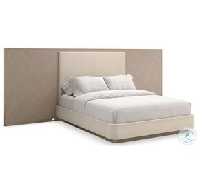 Anthology Dry Martini And Beige Upholstered Queen Panel Bed with Wings