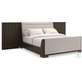 Slow Wave Otter And Dark Chocolate Upholstered King Sleigh Bed with Wall Panel