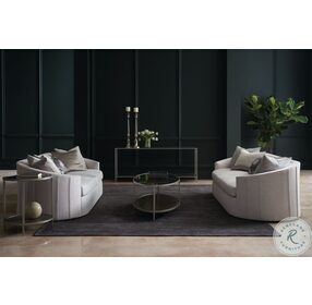 Shimmer Neutral Metallic And Antique Mirror Oval Occasional Table Set