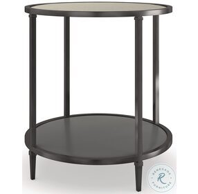 Smoulder Warm Slate And Antique Mirror Round End Table