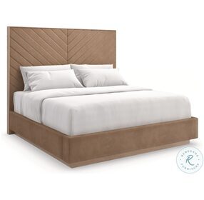 Meet U In The Middle Ash Driftwood Upholstered Queen Platform Bed