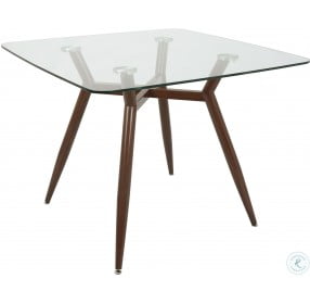 Clara Clear Glass Brown Square Dining Table