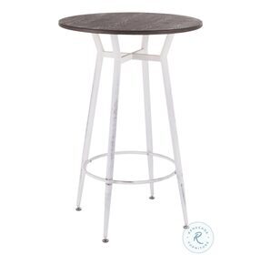 Clara Vintage White Metal And Espresso Bamboo Round Bar Table