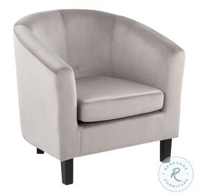 Claudia Silver Velvet And Black Wood Barrel Chair