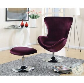 Shelia Purple Swivel Accent Chair With Ottoman
