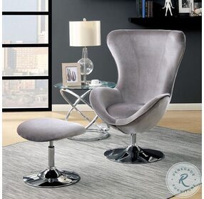Shelia Gray Accent Chair With Ottoman