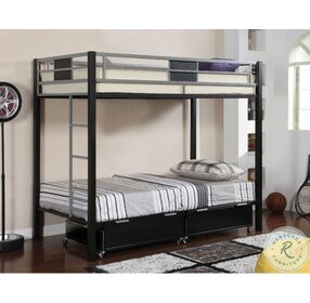 Clifton Silver And Black Twin Over Twin Bunk Bed