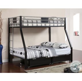 Clifton Silver And Black Twin Over Full Bunk Bed