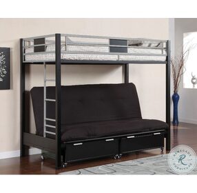 Clifton Silver And Black Twin Loft Bed with Futon Base