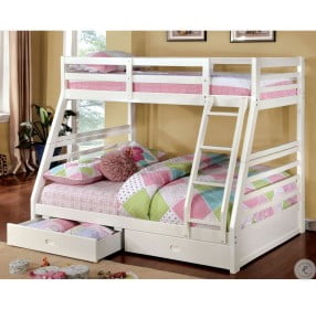 California III Wire-Brushed White Twin Over Full Bunk Bed