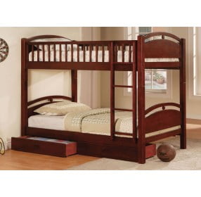 California I Cherry 2 Drawer Twin Over Twin Bunk Bed
