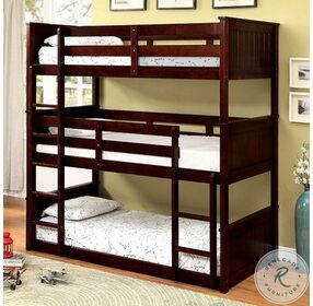 Therese Espresso Triple Twin Decker Bunk Bed