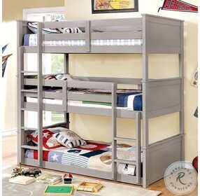 Therese Gray Triple Twin Decker Bunk Bed