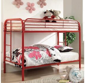 Opal Red Metal Twin Over Twin Bunk Bed