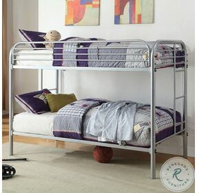 Opal Silver Metal Twin Over Twin Bunk Bed