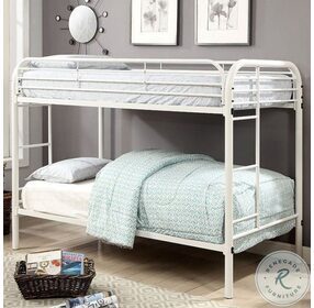 Opal White Metal Twin Over Twin Bunk Bed
