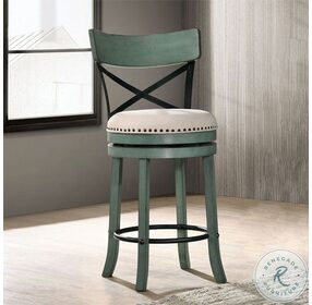 Clarence Antique Green 24" Swivel Counter Height Stool Set Of 2