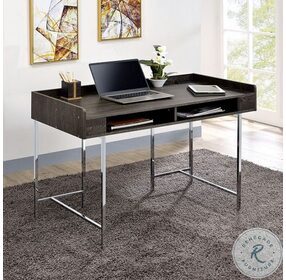 Alvin Brown And Chrome Writing Desk