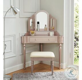 Kasey Rose Gold Vanity with Mirror And Stool