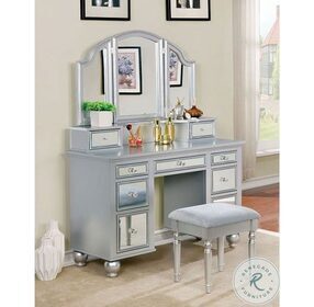 Tracy Silver Vanity with Mirror And Stool