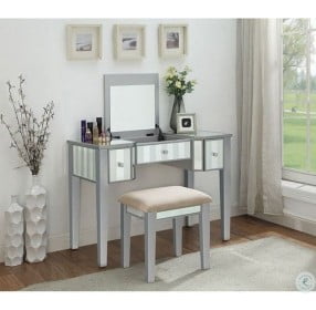 Joyce Silver Vanity with Mirror and Stool