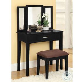 Potterville Black Vanity with Mirror And Stool