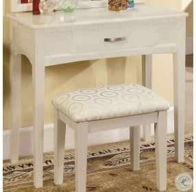 Potterville White Vanity with Mirror and Stool