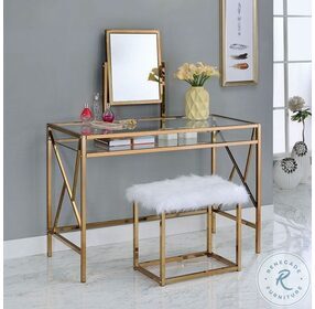 Lismore Champagne Vanity with Mirror And Stool