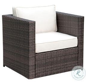 Ilona Brown And Beige Outdoor Arm Chair