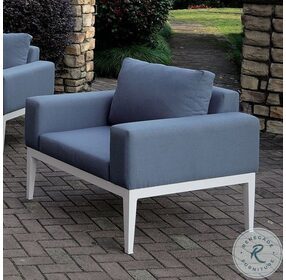 Sharon White And Blue Outdoor Arm Chair