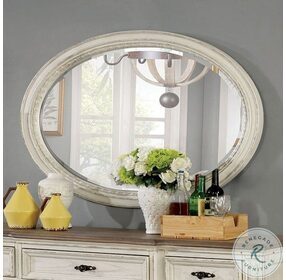 Arcadia Antique White Oval Mirror