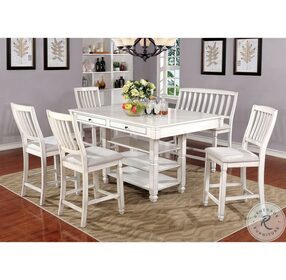 Kaliyah Antique White Counter Height Dining Room Set