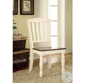 Harrisburg Vintage White And Dark Oak Side Chair Set of 2