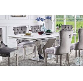 Valdevers White And Chrome Dining Table