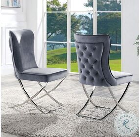 Wadenswil Chrome and Gray Upholstered Side Chair Set Of 2