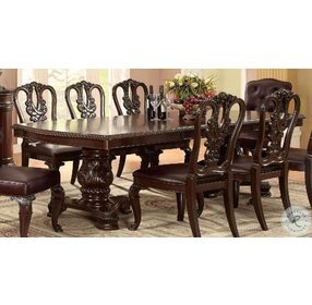 Bellagio Brown Cherry Rectangular Extendable Pedestal Dining Table