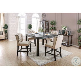 Sania III Antique Black Counter Height Dining Room Set