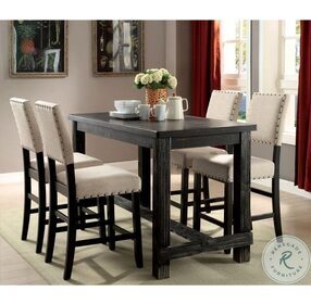 Sania Antique Black 30" Counter Height Dining Room Set
